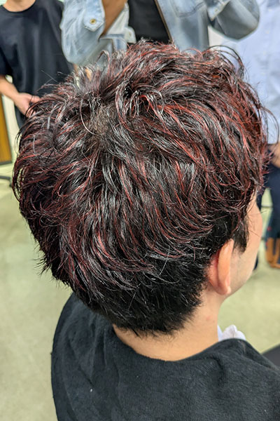 赤いメッシュ